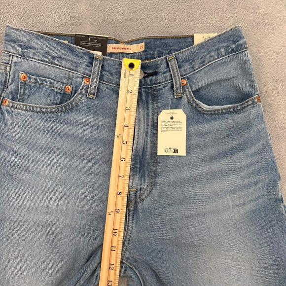 Levis Premium Ribcage Wide Leg Jeans Light Wash Blue Super High Rise 27x32 NEW - Picture 12 of 14
